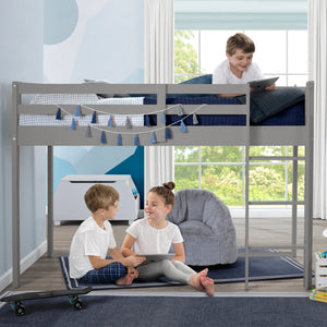 Twin Loft Bed with Guardrail and Ladder 0