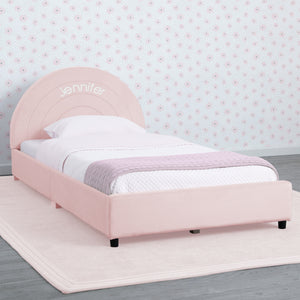 Personalized Upholstered Twin Bed with Round Headboard 2