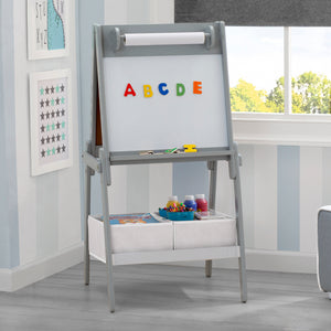 Chelsea Double-Sided Storage Easel with Paper Roll and Magnets | Dry Erase Surface & Chalkboard Surface 3