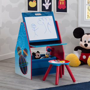 Mickey Mouse Activity Center - Easel Desk with Stool & Toy Organizer 0