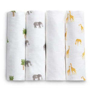 100% Cotton Flannel Baby Receiving Blankets - 4 Pack 0