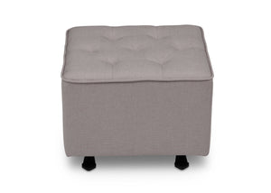 Delta Children French Grey (1304) Emma Diamond Tufted Nursery Gliding Ottoman, front view, d3d 3