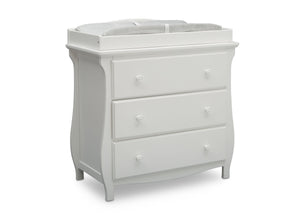 Delta Children Bianca White (130) Lancaster 3 Drawer Dresser with Changing Top (552030), Side View, b3b 9