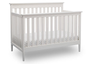 Delta Children Bianca White (130) Greyson Signature 4-in-1 Crib, angled view, b3b 11