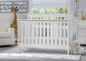 Delta Children Bianca White (130) Greyson Signature 4-in-1 Crib, Room View b1b 1