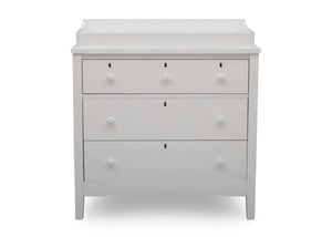 Delta Children Textured White (1349) Farmhouse 3 Drawer Dresser with Changing Top, Front Silo View 5