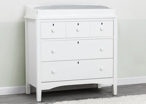 Delta Children Textured White (1349) Farmhouse 3 Drawer Dresser with Changing Top 0