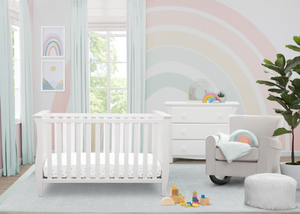 Delta Children Bianca White (130) Lancaster 3-in-1 Convertible Crib (552330), Roomshoot 1