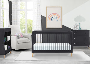 Jordan 4-In-1 Convertible Crib Midnight Grey with Natural (1372) 1