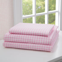 Pink Gingham 3-Piece Twin Sheet Set